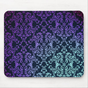 Tapis De Souris FAncy Damask Turquoise bleu pourpre noir