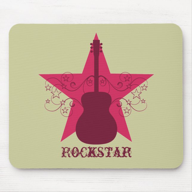 Tapis De Souris Fancy Guitare Star Fils Mousepad, Magenta (Devant)