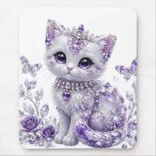 Tapis De Souris Fantaisie de chaton paré de pourpre royale