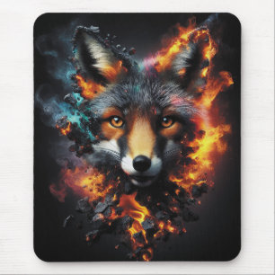 Tapis De Souris Fantaisie de renard ardent Feu Esprit Illustration