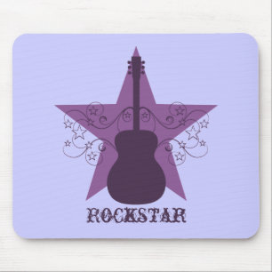 Tapis De Souris Fantastique Guitare Star Étoiles Mousepad, Violet
