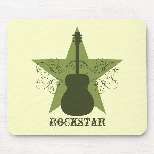 Tapis De Souris Fantastique Guitare Star Fils Mousepad, Vert (Devant)
