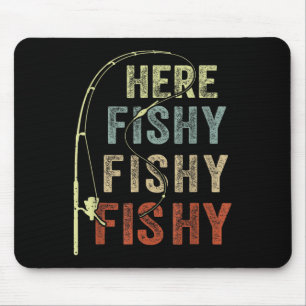 Tapis De Souris Fantastique T-shirt de pêche Ici-poisson B Papa Fe