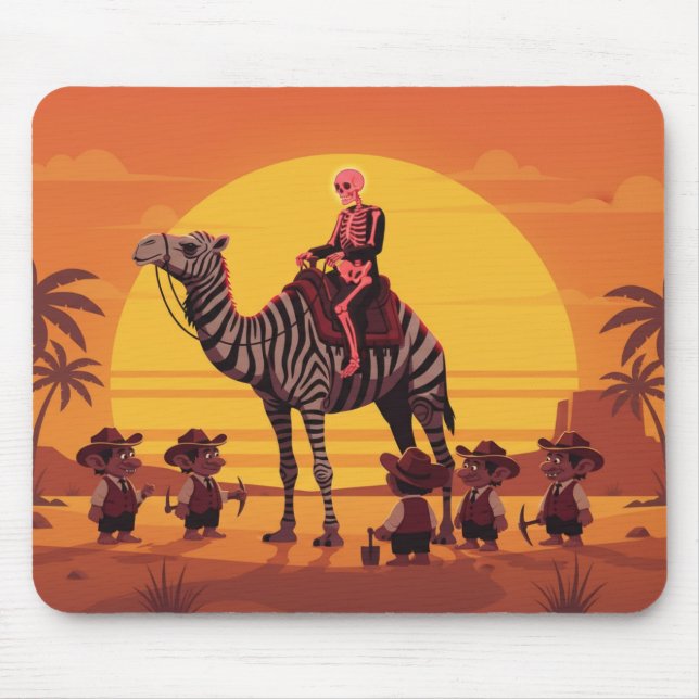Tapis De Souris Fantasy Image of Skeleton Riding Striped Camel (Devant)