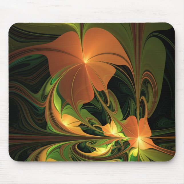 Tapis De Souris Fantasy Plant Abstract Green Rust Brown Fractal (Devant)