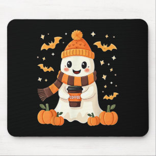 Tapis De Souris Fantôme buvant du café Halloween Fantôme mignon ca