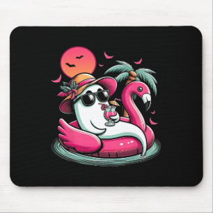 Tapis De Souris Fantôme Dans Le Flamant rose Lifebuoy Sur Un Bassi