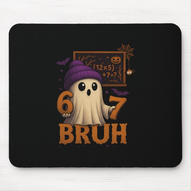Tapis De Souris Fantôme de maths drôle 67 Bruh Halloween Mème Prof (Devant)