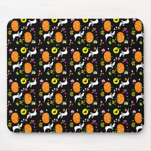 Tapis De Souris Fantôme d'Halloween et Citrouilles (Devant)