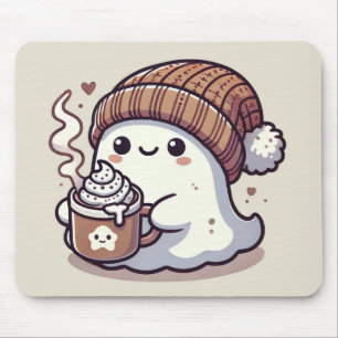 Tapis De Souris Fantôme d'Halloween mignon en automne Beanie et ca