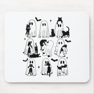 Tapis De Souris Fantôme Drôle Tenant Un Chat Noir Lazy Halloween S