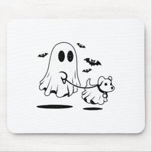 Tapis De Souris Fantôme Marche Chien Habillé Comme Fantôme Drôle H