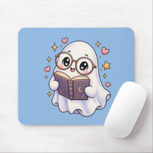 Tapis de souris fantôme mignon lisant un livre
