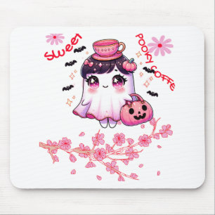 Tapis De Souris Fantôme mignon transportant du café   Café Éffraya