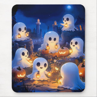 Tapis De Souris Fantômes d'Halloween Lanternes de citrouille Nuit