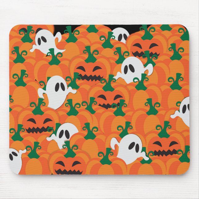 Tapis De Souris Fantômes d'Halloween Patch de citrouille hantée (Devant)