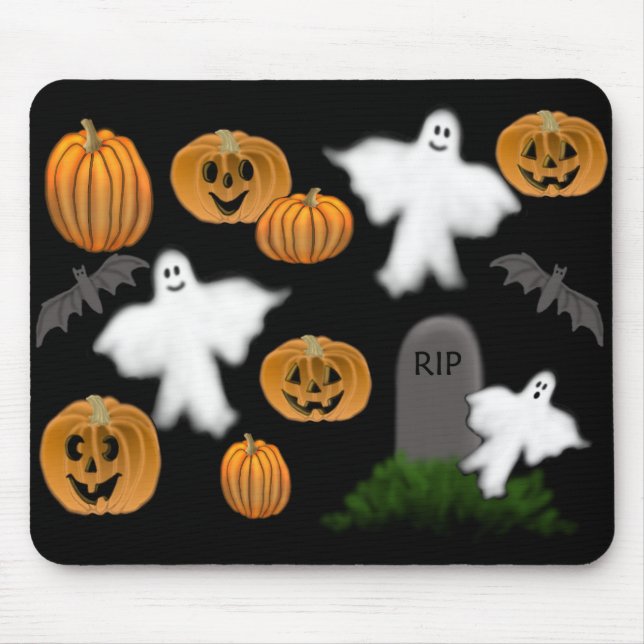 Tapis De Souris Fantômes et citrouilles Mousepad de Halloween (Devant)