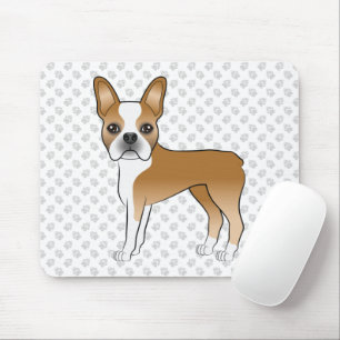 Tapis De Souris Faon Cartoon Chien Boston Terrier et Pattes Grises