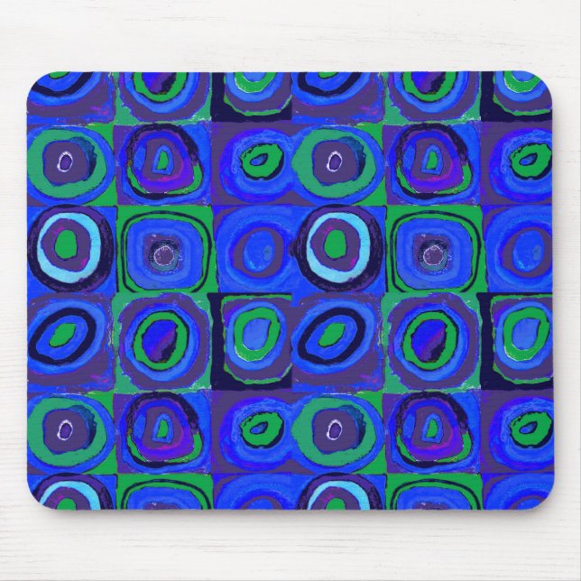 Tapis De Souris Farbstudie Quadrate Carré Cercles bleus (Devant)