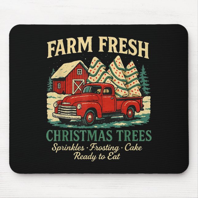 Tapis De Souris Farm Fresh Debbie Christmas Cake Retro Red Truck H (Devant)