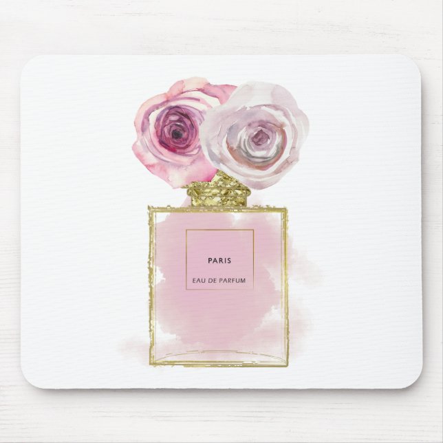 Tapis De Souris Fashion Florale Bouteille de parfum Roses roses ro (Devant)