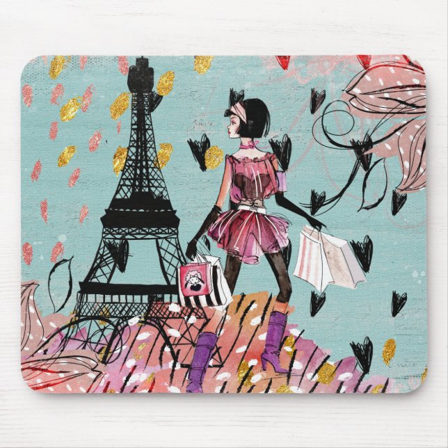 Tapis De Souris Fashion Girl à Paris (Devant)