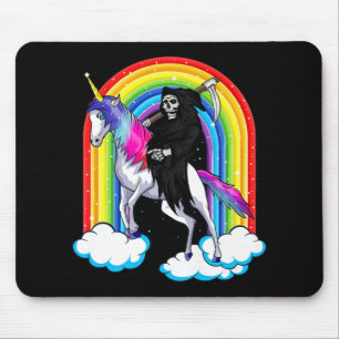 Tapis De Souris Faucheur amusant chevauchant une licorne de la mor