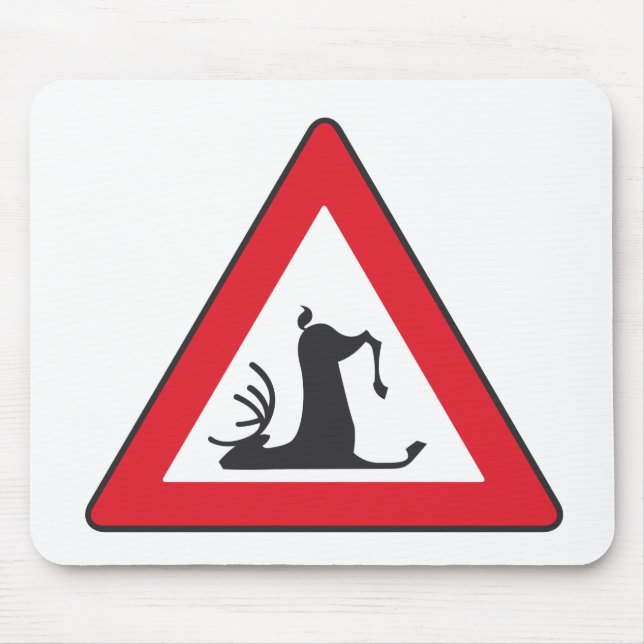 Tapis De Souris Faune de trébuchement (panneau routier de cerfs (Devant)