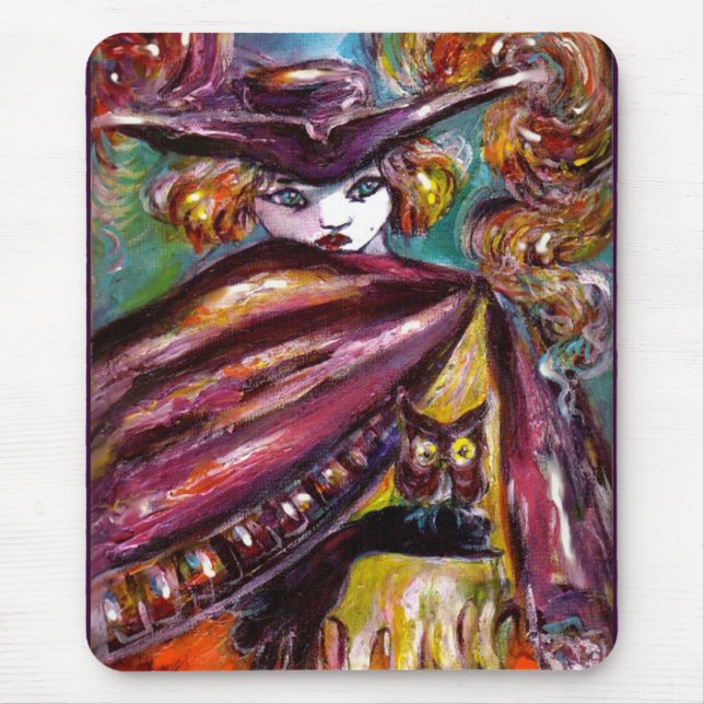 Tapis De Souris FAUST / Masque mystérieux avec tricorne et hibou (Devant)