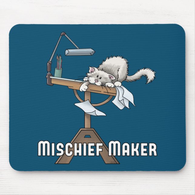 Tapis de souris fauteur de troubles Chat Blanc (Devant)