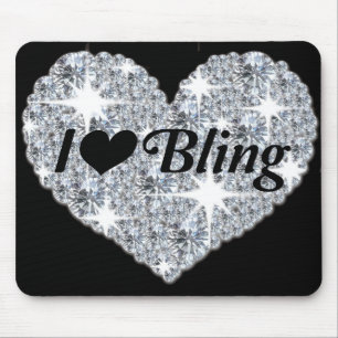 Tapis De Souris Faux coeur de diamant 'i love bling' tapis de sour