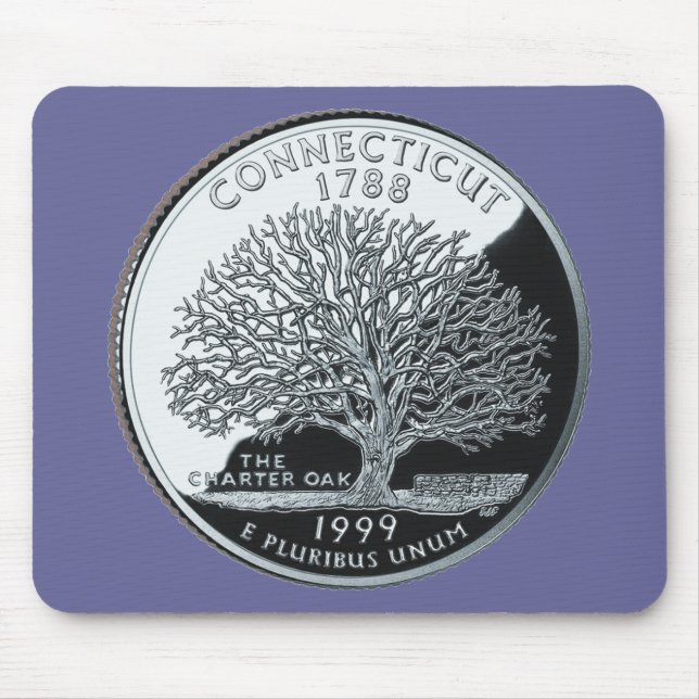 Tapis De Souris Faux Connecticut State Quarter Charter Oak Tree (Devant)