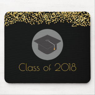 Tapis De Souris Faux Gold Confetti & Graduation Cap Classe de 20xx