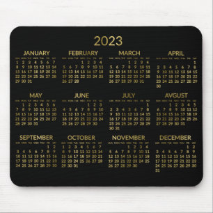 Tapis De Souris Faux Gold Et Black Calendrier Annuel 2023 Pad Sour