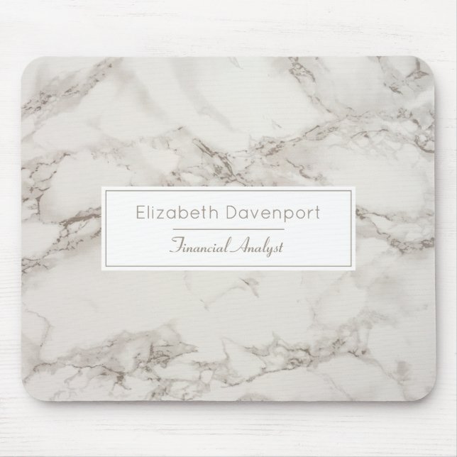 Tapis De Souris Faux Marbre Albâtre Taupe Taupe Tan Moderne (Devant)