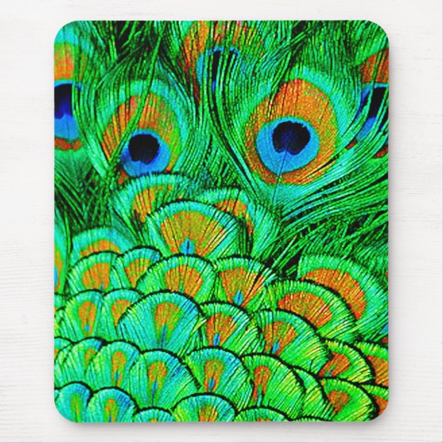 Tapis De Souris Faux Peacock Plumes Abstrait Motif de la nature (Devant)