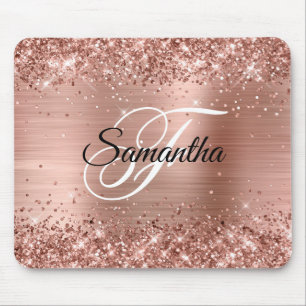 Tapis De Souris Faux Shiny Rose Gold Parties scintillant Foil Mono