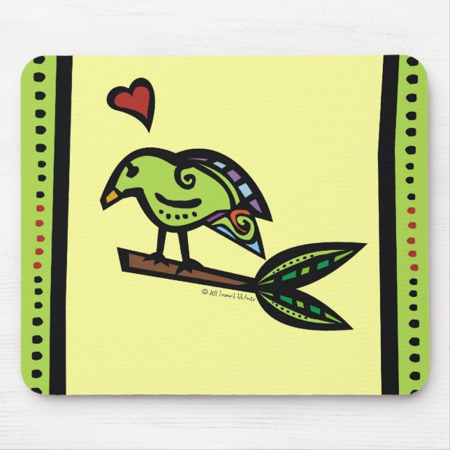 TAPIS DE SOURIS FAVORI DE CLIENT - "PAVOT" LE VERT D'INSÉPARABLE (Devant)