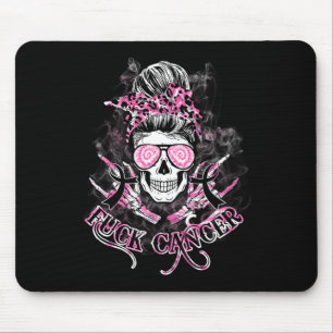 Tapis De Souris Fck Cancer Crâne Messine Bun Pink Breast Cancer Aw