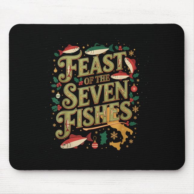 Tapis De Souris Feast Of The Seven Fishes Festive Italian Holiday  (Devant)