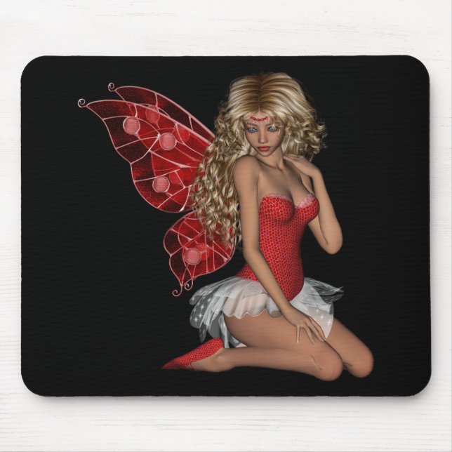 Tapis De Souris Fée 3D blonde bouclée dans le rose (Devant)