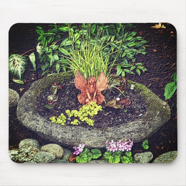 Tapis De Souris Fée Dans Un Jardin Fleuri Nature (Devant)