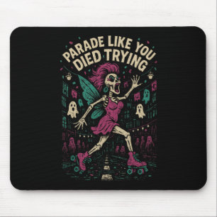 Tapis De Souris Fée de défilé de patin à roulettes squelette Hallo