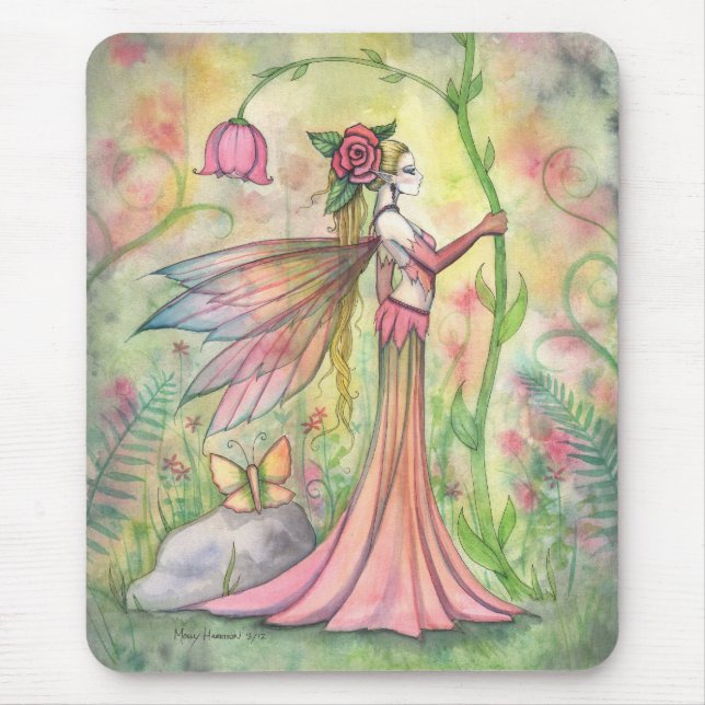 Tapis De Souris Fée de Fleur de Soleil Matinal Art Fantastique (Devant)