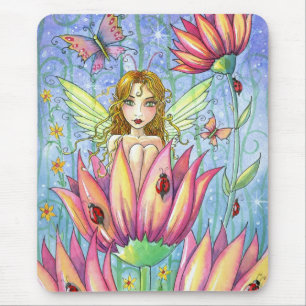 Tapis De Souris Fée en Pink Flower Mousepad par Molly Harrison