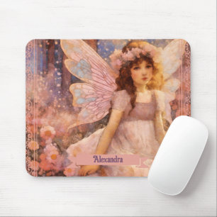 Tapis De Souris Fée Fantaisiste dans un Jardin Floral Rose Rêveur