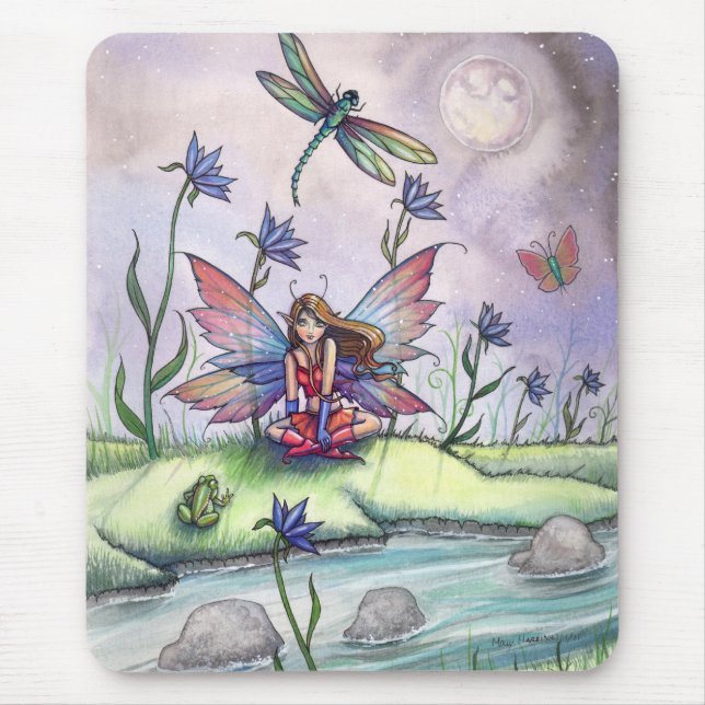 Tapis de souris fée libellule Magie au crépuscule (Devant)