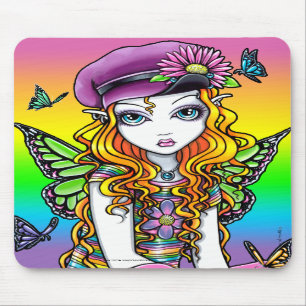 Tapis De Souris Fée mignonne "ensoleillée" Mousepad de papillon