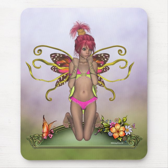 Tapis De Souris Fée Mousepad de papillon de fraise (Devant)