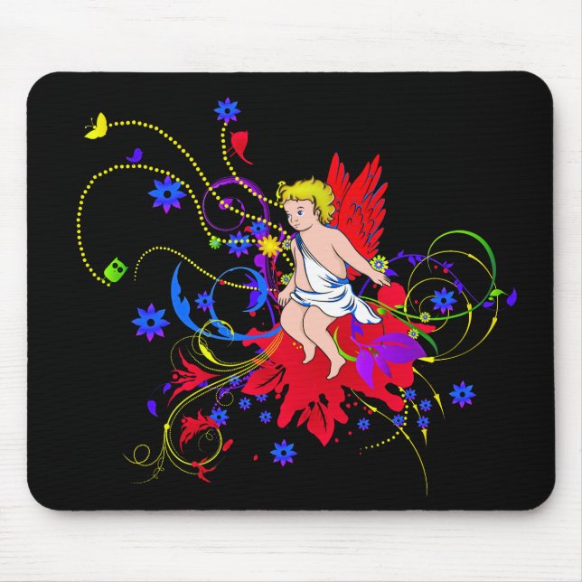 Tapis De Souris Féerie à ailes rouges (fée) (Devant)